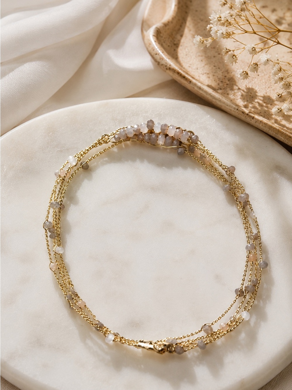 Noonday Collection Gold Tone Multi-Strand Beaded Slip-On Bracelet